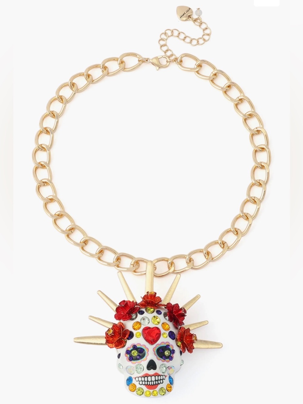 BETSEY JOHNSON SUGAR SKULL BRIDE CROWN PENDANT NECKLACE - Picture 2 of 7
